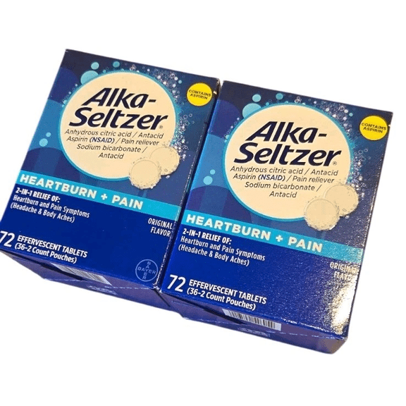 Alka-Seltzer Effervescent Tablets, Original 72 ea (Pack of 2)