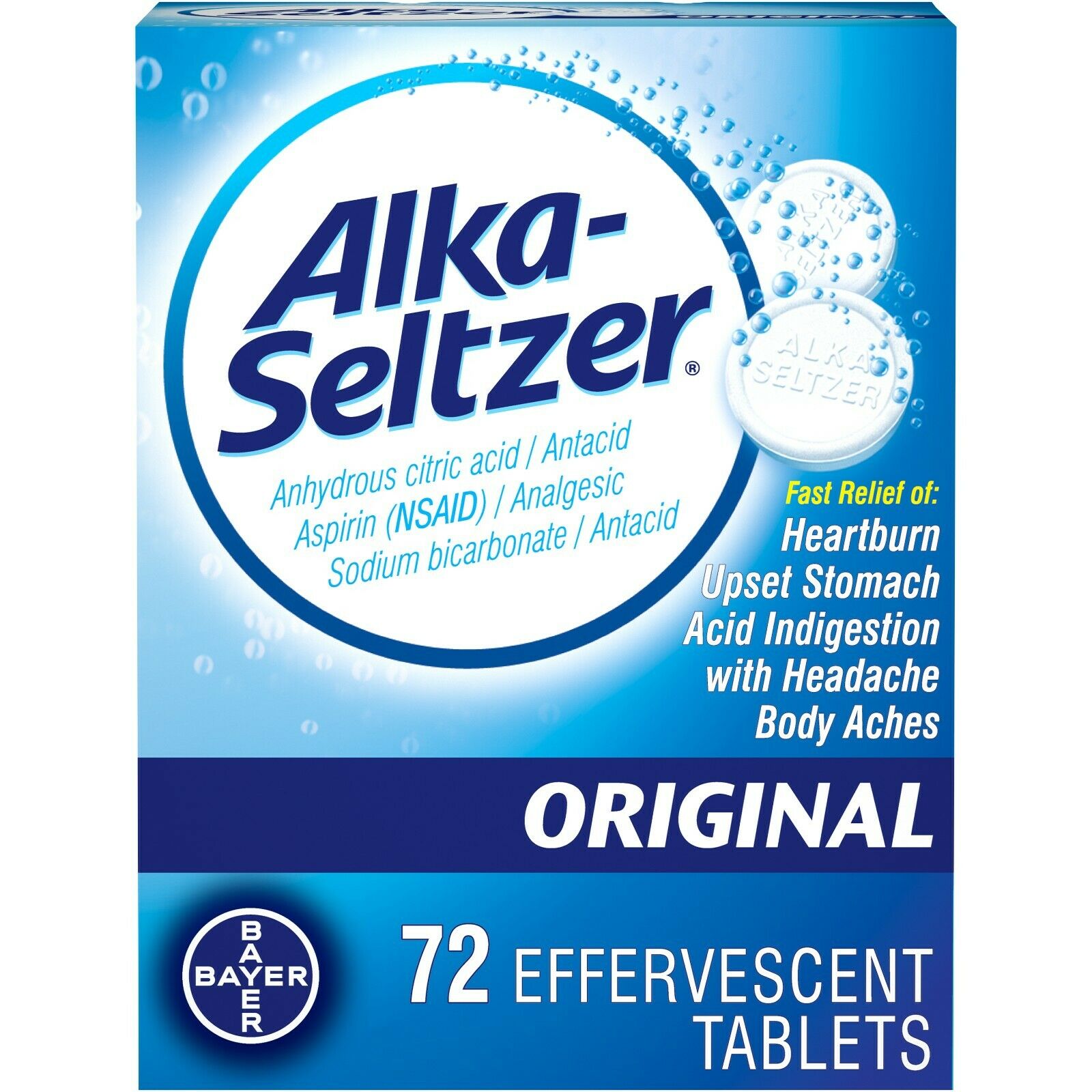 Alka-Seltzer Effervescent Tablets, Original 72 ea (Pack of 4) - image 1 of 6