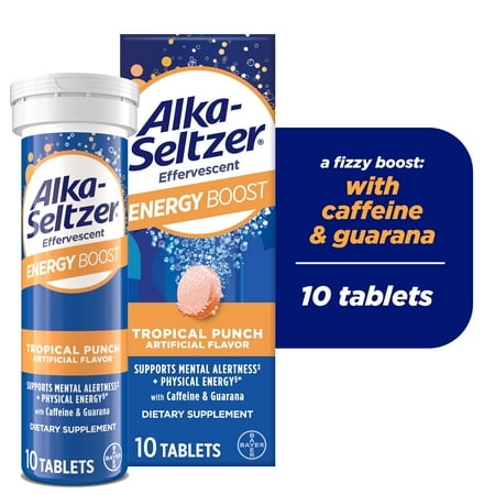 Alka-Seltzer Energy Boost, Caffeine and Vitamin B Supports Mental Sharpness and Physical Energy, 10 Count
