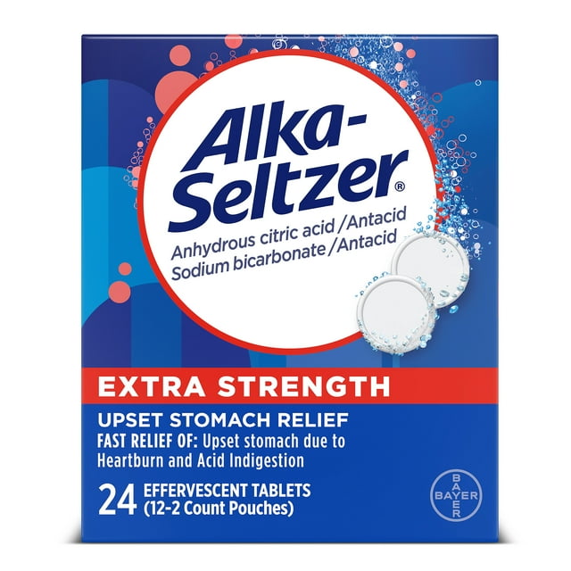 Alka-Seltzer Extra Strength Effervescent Heartburn Relief Tablets, 24 Ct