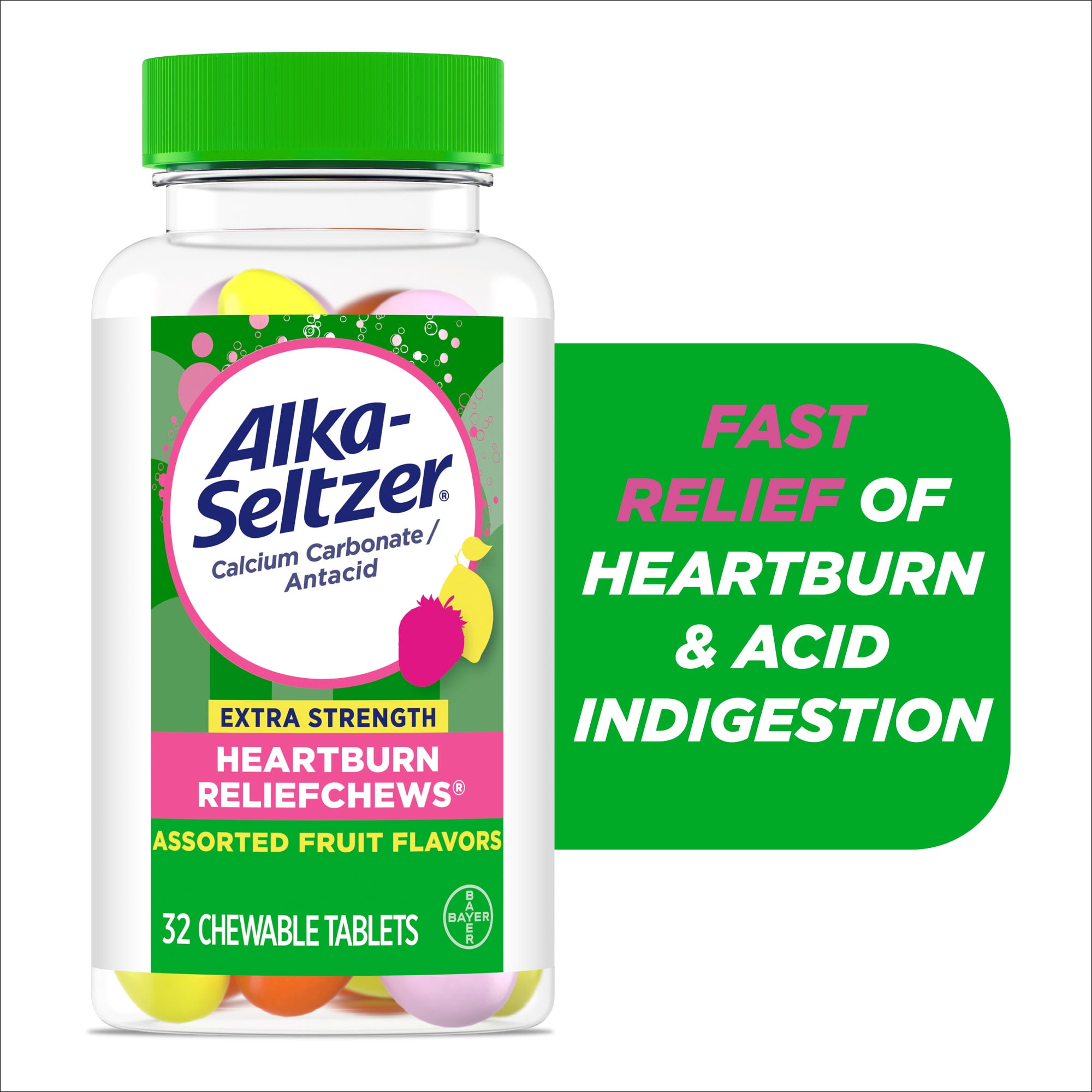 Alka-Seltzer Extra Strength Heartburn ReliefChews, Antacid for Fast Heartburn & Acid Indigestion Relief On the Go, 32 Ct