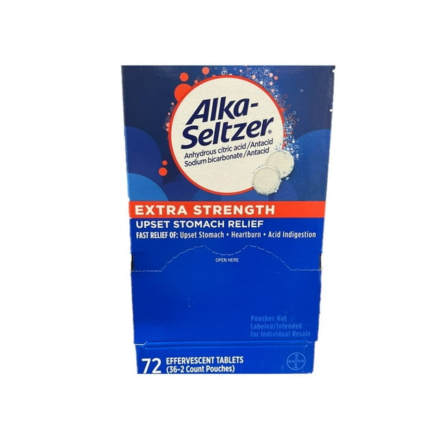 AlkaSeltzer Extra Strength Upset Stomach Relief, 72 Effervescent