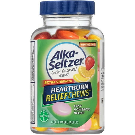 Alka-Seltzer Fruit Chews Calcium Carbonate/Antacid Chewable Tablets 60 ea (Pack of 4)
