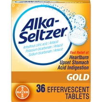 Alka-Seltzer Gold Effervescent Heartburn Relief Antacid Tablets Without Aspirin - 36 Ct