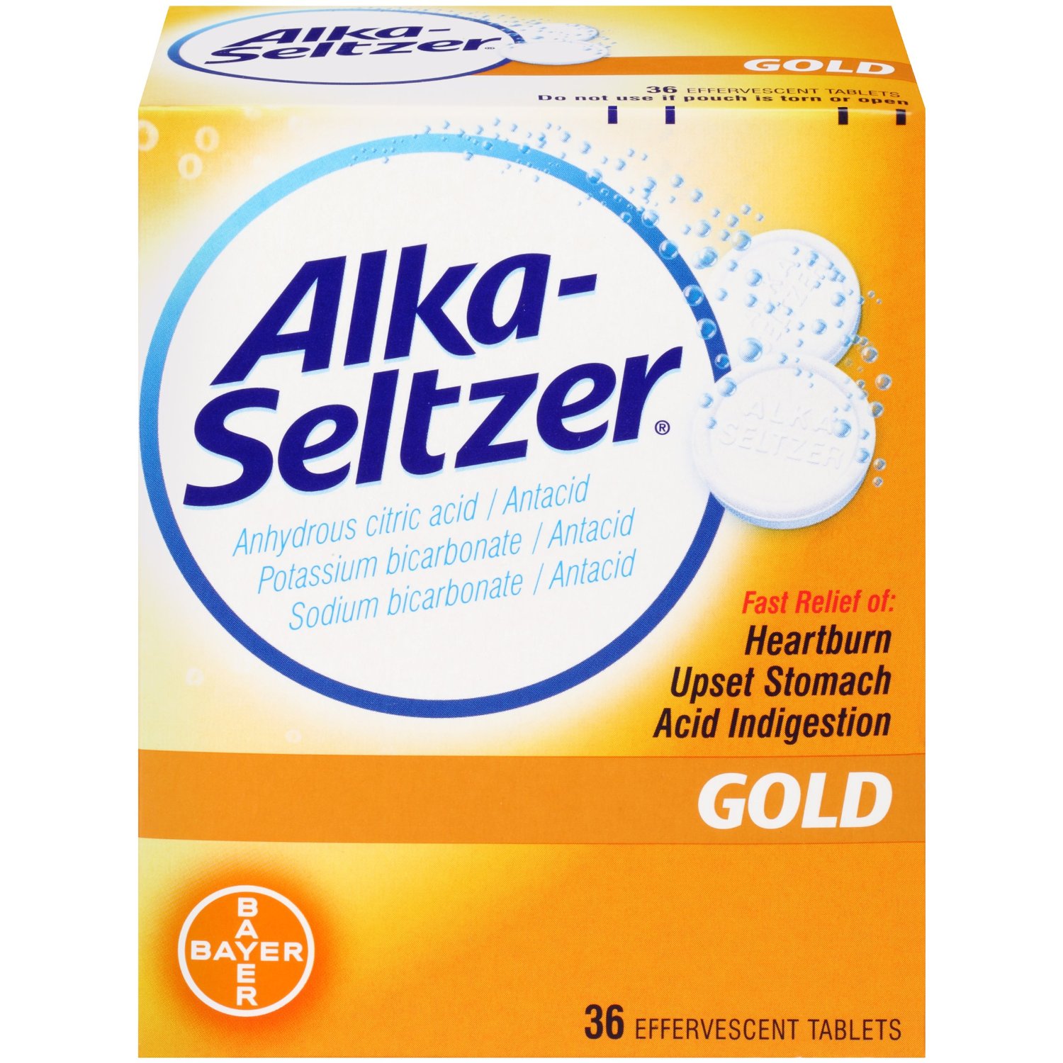 Alka-Seltzer Gold Tablets- Non-Aspirin, 36 Count Box - image 1 of 1