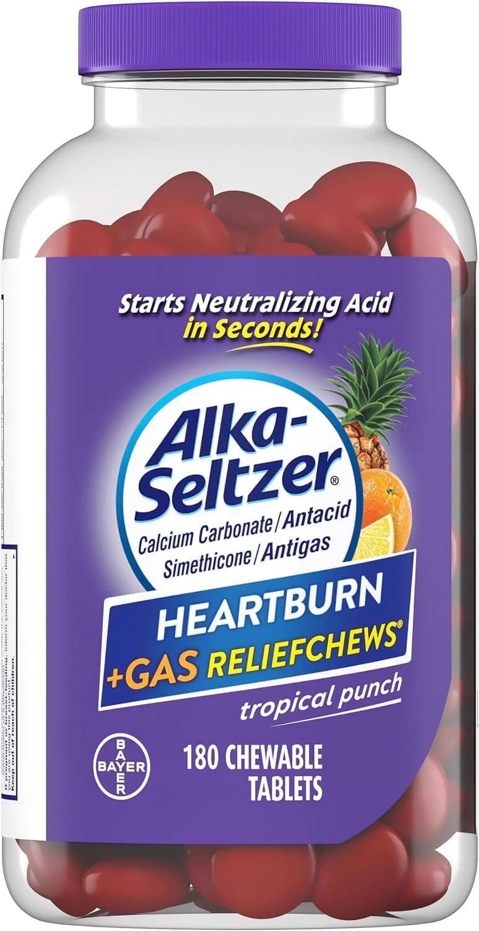 Alka-Seltzer Heartburn+Gas ReliefChews, Fast Antacid Antigas Relief ...