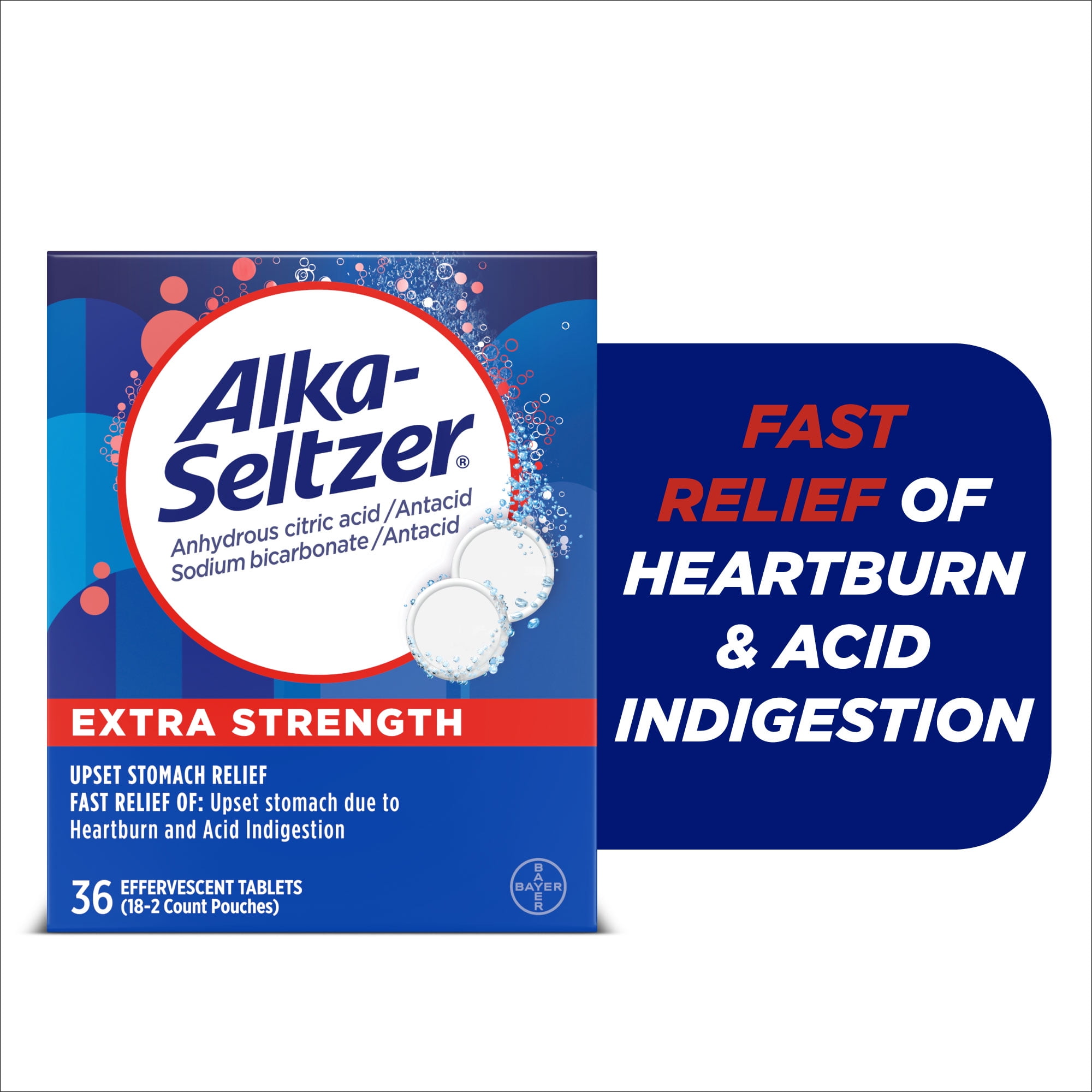 Alka-Seltzer Extra Strength Heartburn Relief Effervescent Antacid Tablets, 36 Count