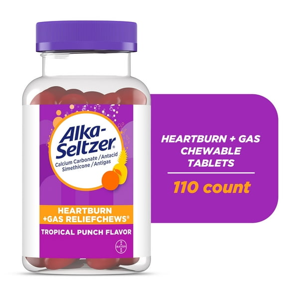 Alka-Seltzer Heartburn Relief + Gas Relief Chews, Antacid Tablets 110 Ct