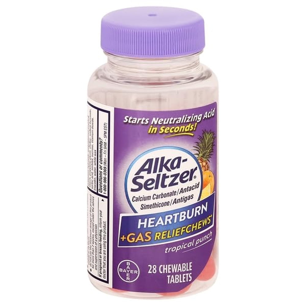 Alka Seltzer Heartburn Relief + Gas Relief Chews Tropical Punch (Pack