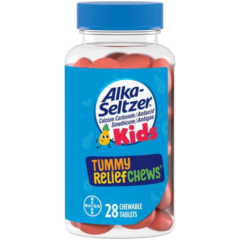 Alka-Seltzer Kids Tummy Relief Chews Fruit Punch Chewable Tablets, 28 Count
