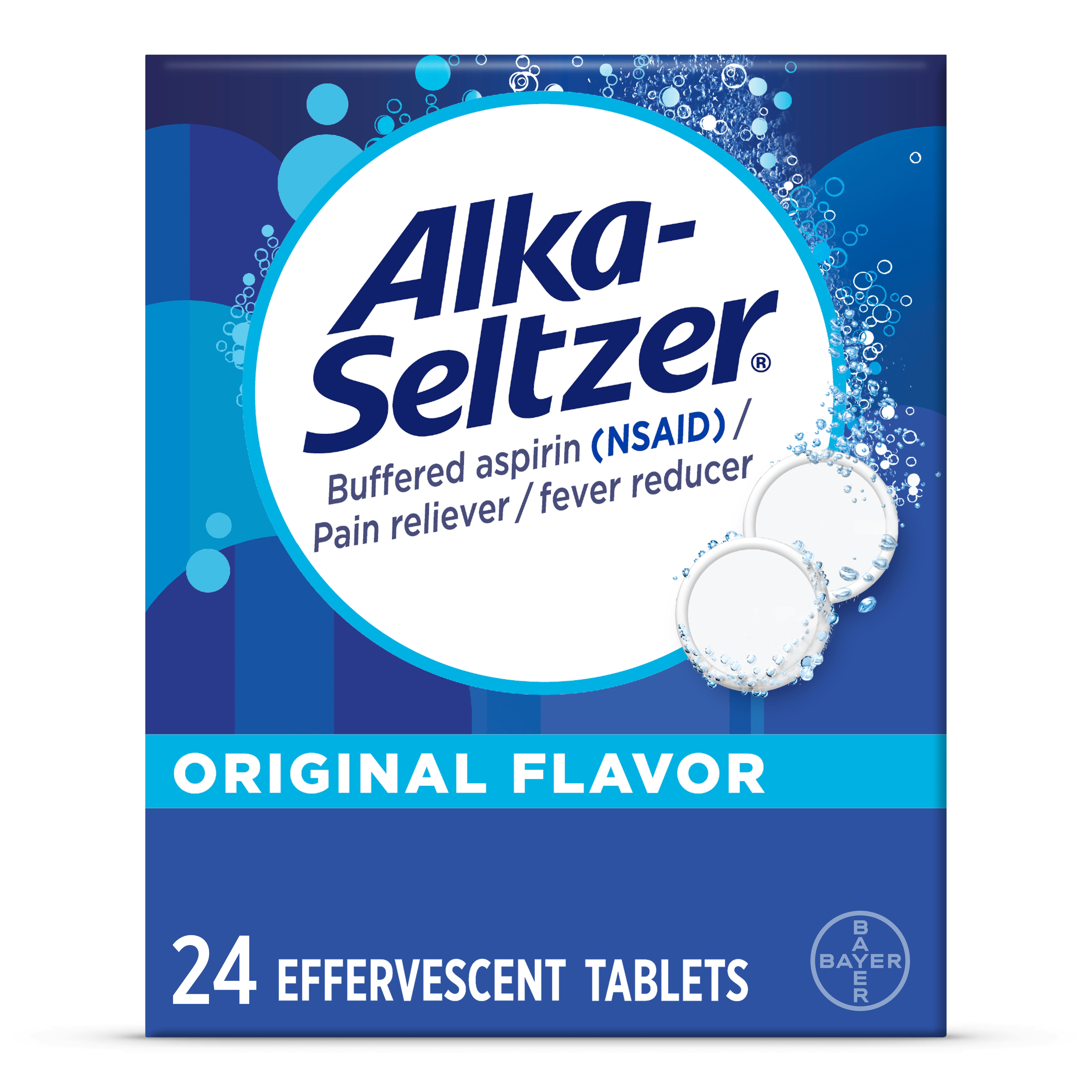 Alka-Seltzer Effervescent Tablets Original Flavor, Fast Multi-Symptom Relief 24 Count