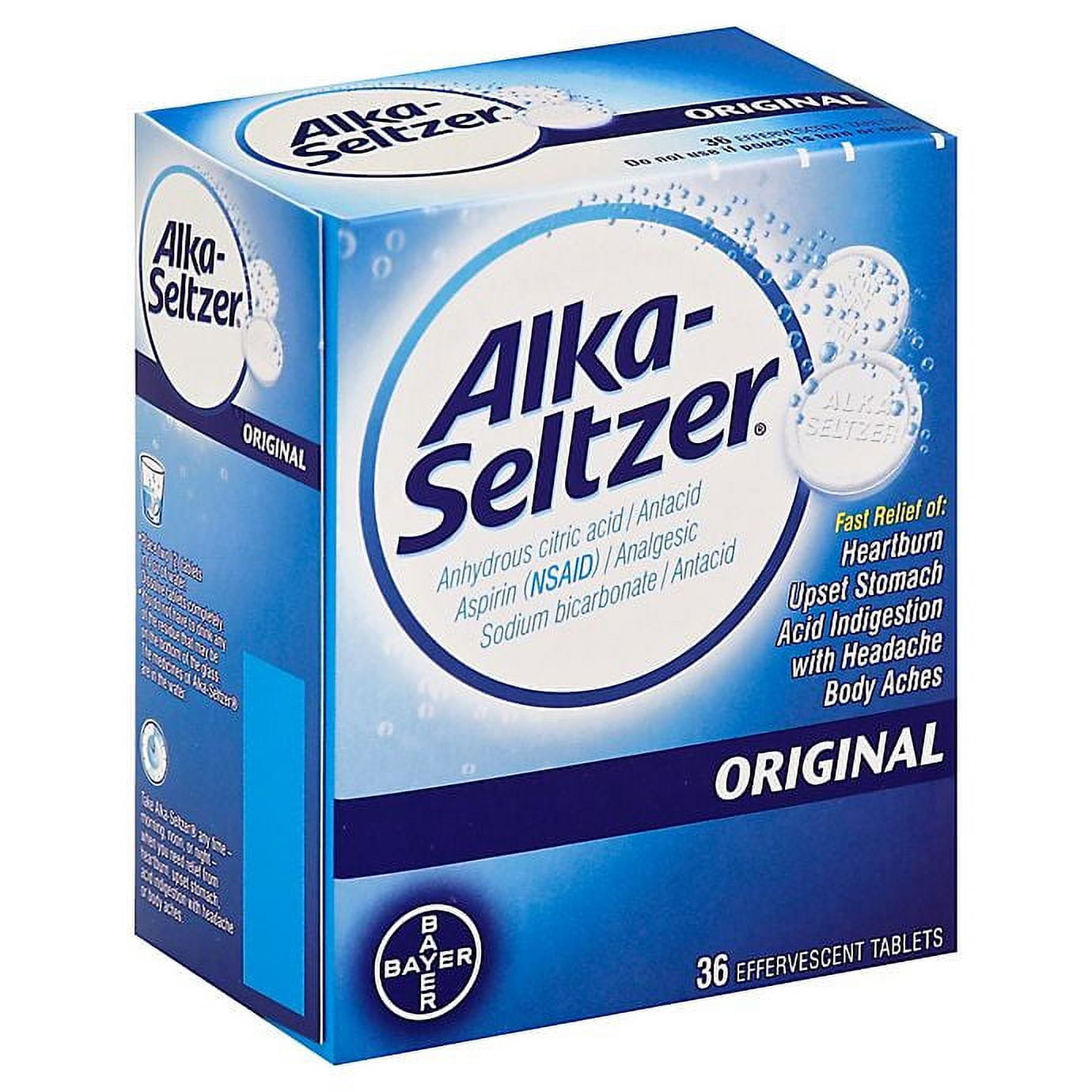 Alka Seltzer Original Flavor, Fast Relief for Body Ache & Fever, 36 ...