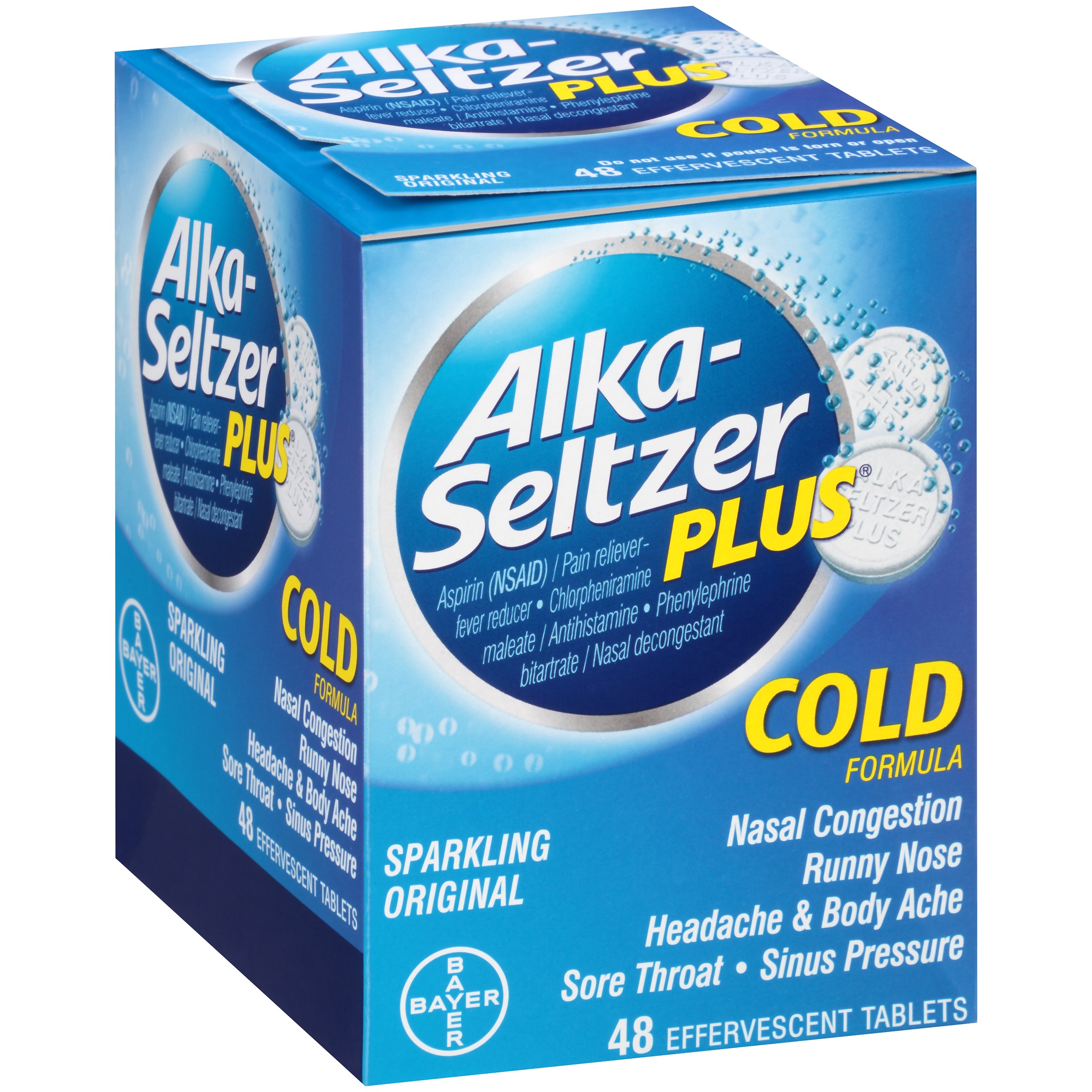 Alka-Seltzer Plus Cold Formula Effervescent Tablets, Original, 36 Ct ...