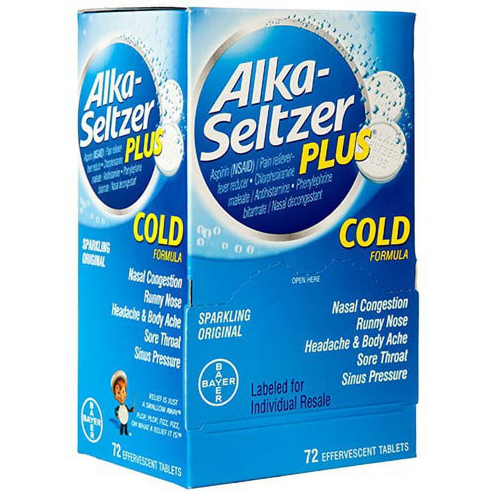 Alka-Seltzer Plus Cold Formula Effervescent Tablets, Sparkling Original ...