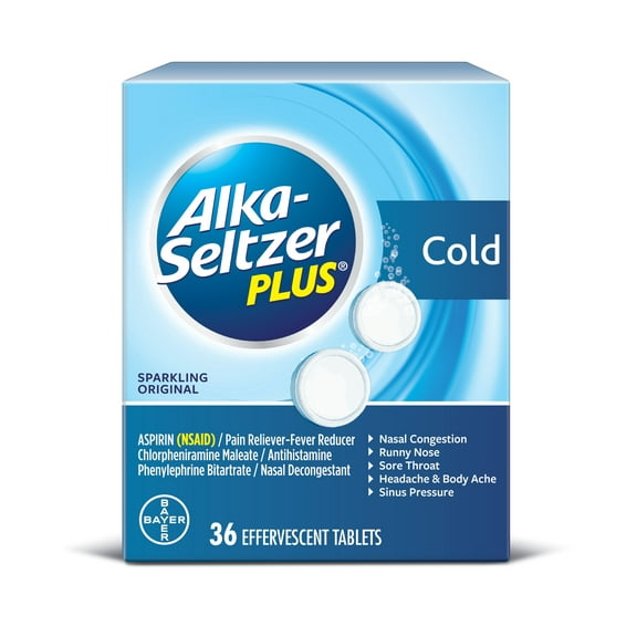 Alka-Seltzer Plus Cold Formula Sparkling Original Effervescent Tablets, 36 Ct