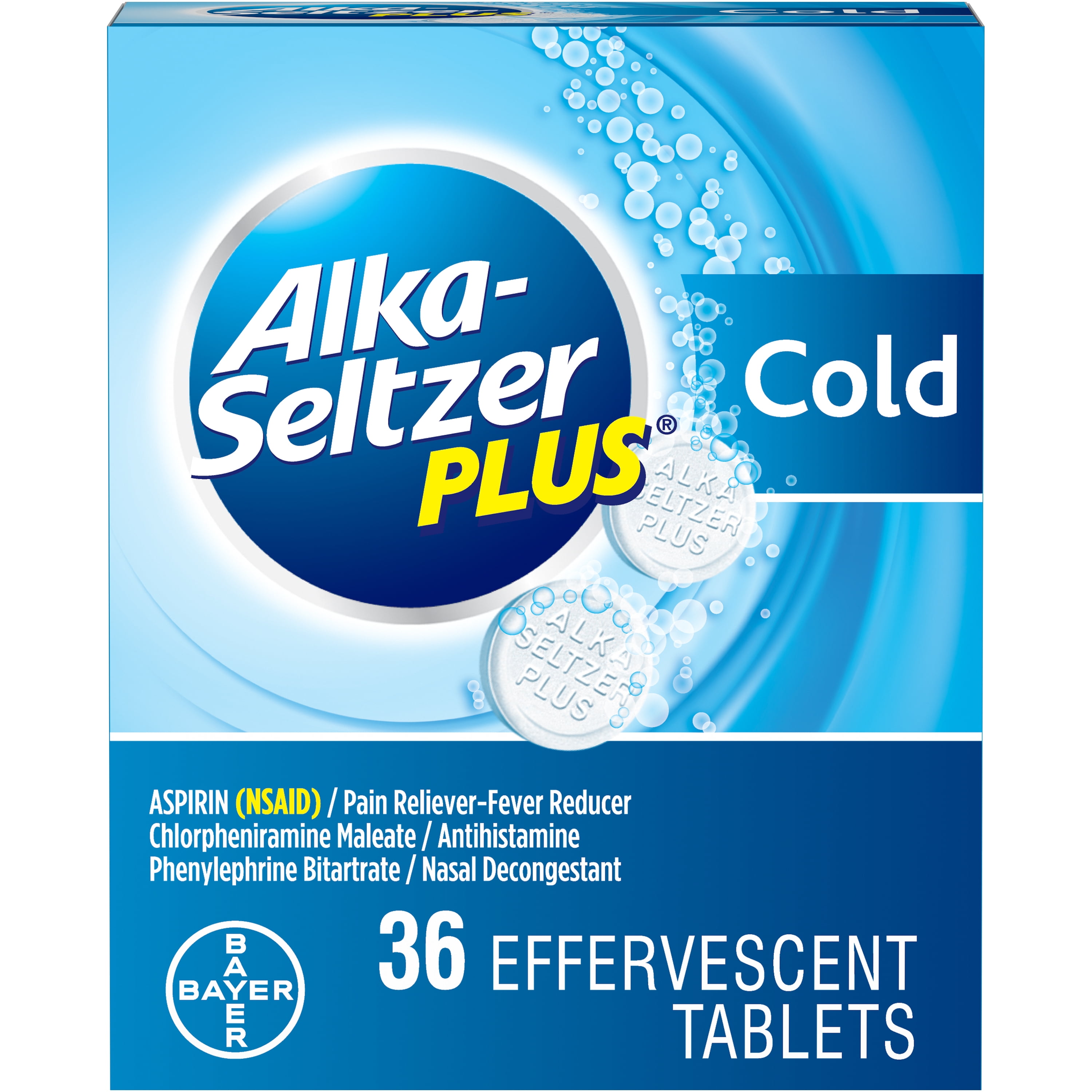 Alka-Seltzer Plus Cold Formula Sparkling Original Effervescent Tablets ...