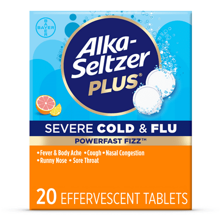 Alka-Seltzer Plus Severe Cold & Flu PowerFast Fizz Citrus Effervescent Tablets, 20ct