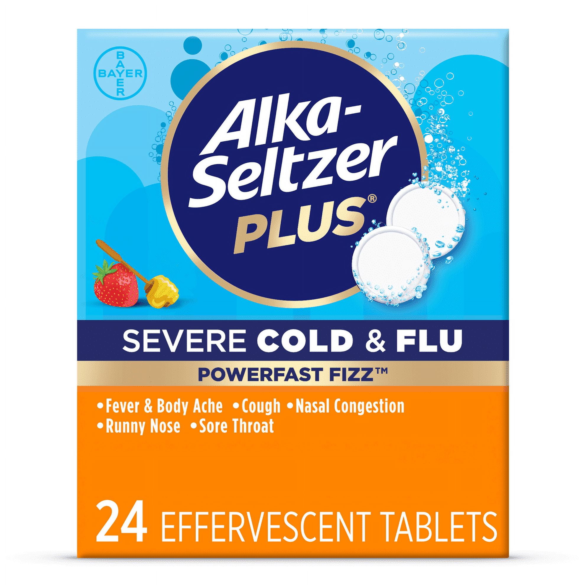 Alka-Seltzer Plus Powerfast Fizz Severe Cold & Flu Medicine, Effervescent Tablets, 24 Count