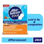 Alka-Seltzer Cold, Cold & Flu + Congestion Severe Fast Dissolve Tabs, Straw Honey Flav, 24
