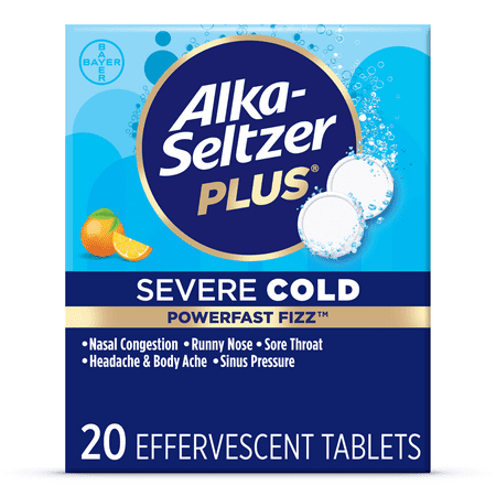 Alka-Seltzer Plus Severe Cold PowerFast Fizz Orange Zest Effervescent Tablets, 20ct