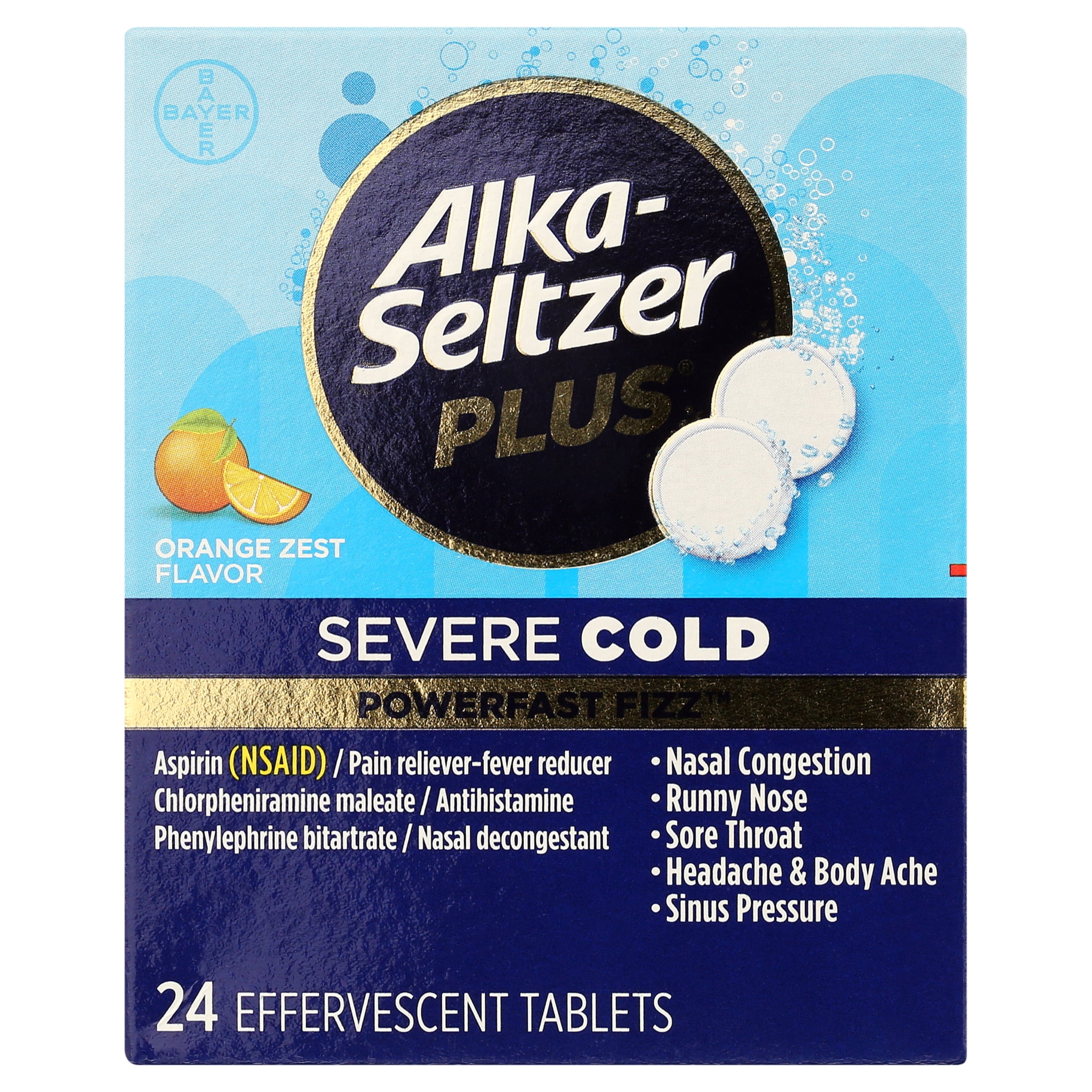Alka-Seltzer Plus Powerfast Fizz Severe Cold Medicine, Orange Zest Effervescent Tablets, 24 Count - Walmart.com Alka-Seltzer Plus Powerfast Fizz Severe Cold Medicine, Orange Zest Effervescent Tablets, 24 Count - Walmart.com