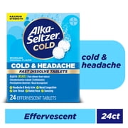 Alka-Seltzer Cold, Cold & Headache Max Strength Fast Dissolve Tabs, Original Flavor, 24 Count