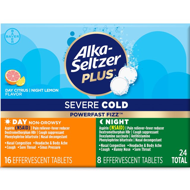 Alka-Seltzer Plus Powerfast Fizz Severe Day + Night Cold Medicine ...