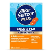 Alka-Seltzer Plus Powermax Cold & Flu Medicine, Day, Liquid Gels, 24 Count