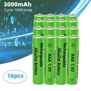 Alkaline Triple A Batteries 16 Pack,Rechargeable 1.5V AAA Battery,Long Lasting,Low Self Discharge - All Purpose for Household and Daily Use,Single Use