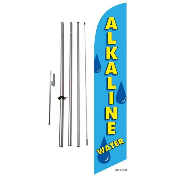 Alkaline Water Advertising Feather Banner Swooper Flag Kit w/Spike