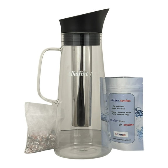 Alkaline Water Filter Pitcher with Infuser, Glass Pitcher with Lid 1.5L | 9.5 pH Alkaline Filters | Tea Pitcher | Borosilicate Glass | Infuser Pitcher