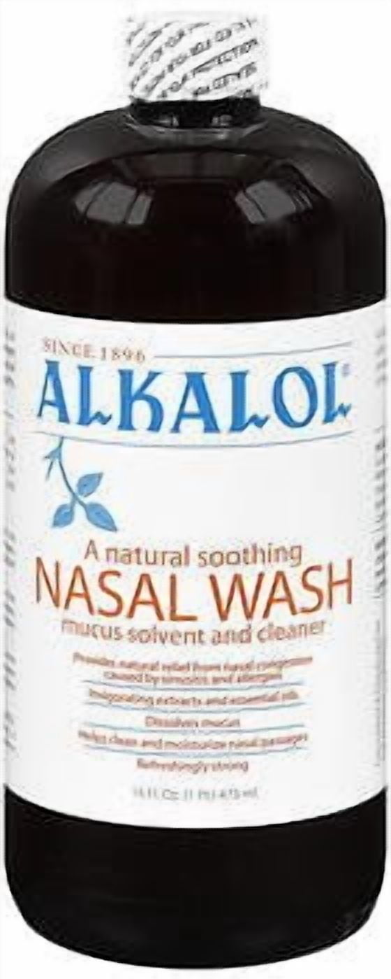 Alkalol Natural Soothing Nasal Wash Mucus Solvent & Cleaner 16 oz, 2-Pack