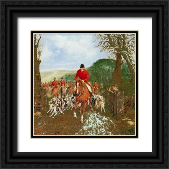 Alken, Henry Jr. 20x20 Black Ornate Wood Framed with Double Matting Museum Art Print Titled - A Hunt Going Through A Gate
