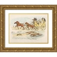 thumbnail image 1 of Alken, Henry Thomas 14x12 Gold Ornate Wood Framed with Double Matting Museum Art Print Titled - People On A Carriage Watching Dogs Chasing A Rabbit, 1817, 1 of 4
