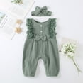 thumbnail image 1 of Alkepwun 0-24M Newborn Infant Girls Romper Soft Breathable Sleeveless Lace Bow One-Pieces Bodysuits Summer Outfits Baby Girl Clothes Jumpsuit with Headband, 1 of 1