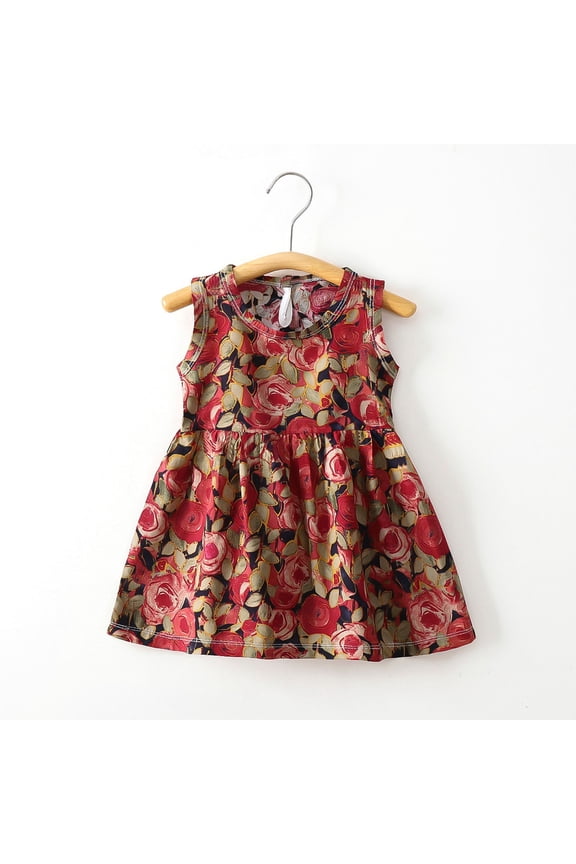 1-10Y Toddler Baby Girl Summer Dress Kids Floral Casual Dress Beach Vacation Sleeveless Hawaiian Sundress Cotton Dress