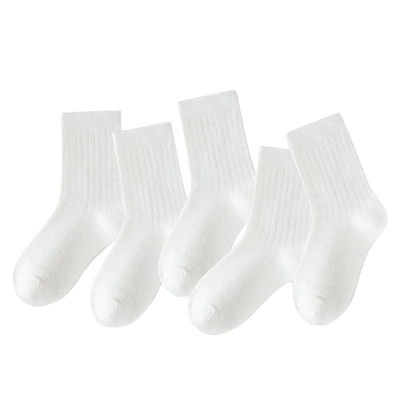 Alkepwun 100% Cotton Socks Solid-Color Cotton Cozy Soft Breathable Ribbed Knit Mid-Calf Sock Casual Stretch Sports School Socks Moisture-Wicking Sweat-Absorbing Home Socks