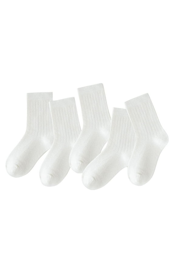 100% Cotton Socks Solid-Color Cotton Cozy Soft Breathable Ribbed Knit Mid-Calf Sock Casual Stretch Sports School Socks Moisture-Wicking Sweat-Absorbing Home Socks