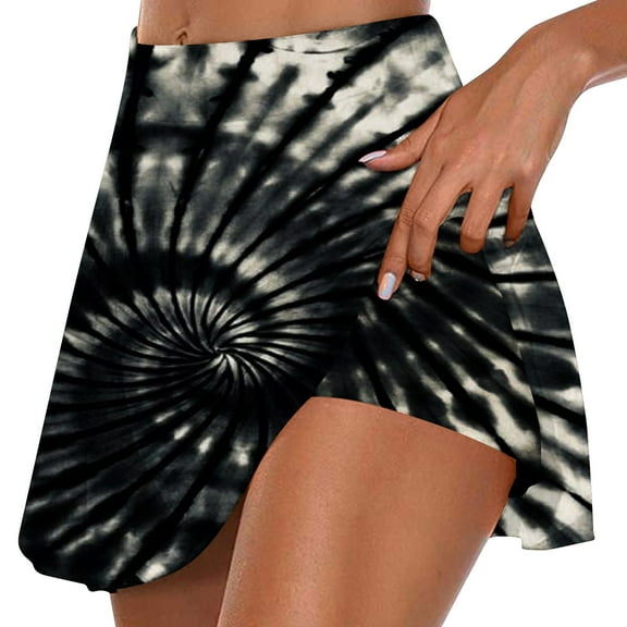Alkepwun 16" Skorts for Woman High Waisted Trendy Lightweight Skirt with Shorts Y2K Casual Summer Tye-Dye Print Golf Skorts Tennis Skirts