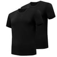 thumbnail image 1 of Alkepwun 2 Pack Black T Shirt for Men Classic Short Sleeve Undershirts V Neck Workout Shirts Base Layer Tops Summer Cotton T Shirt, 1 of 2