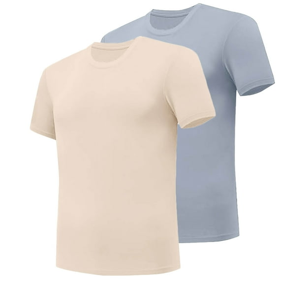 Alkepwun 2 Pack Men's T-Shirts Short Sleeve Crew Neck Cotton Tshirts Casual Summer T Shirts Classic Basic Tees