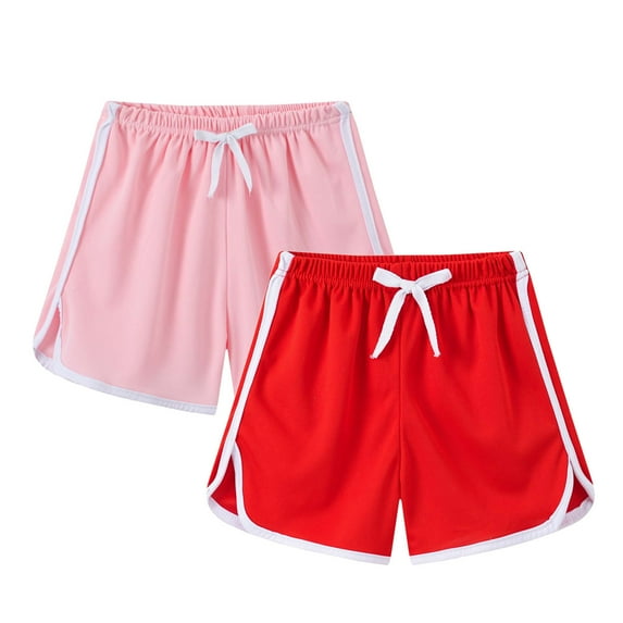 Alkepwun 2 Pack Toddlers Girls Athletic Running Shorts Kids Dancing Soccer Workout Shorts Summer Quick Dry Gym Shorts,3T-10Y