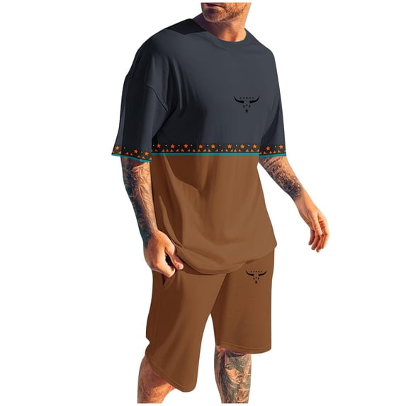 Alkepwun 2 Piece Sets for Men Summer Casual Vintage Short Sleeve ...