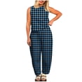 thumbnail image 1 of Alkepwun 2 Piece Sets for Women Summer Casual Checkered Print Sleeveless Round-Neck Tank Top and Drawstring High-Waisted Ankle Pants Set, 1 of 6