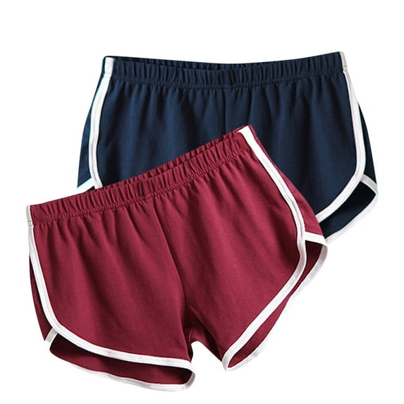 Alkepwun 2PC Cotton Shorts Athletic Dolphin Shorts for Women Active Gym Workout Sports Shorts for Dance, Yoga, Running