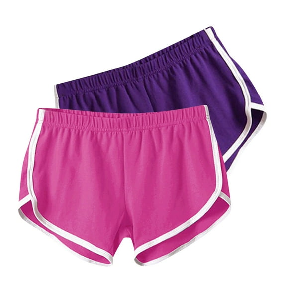 Alkepwun 2PC Women's Summer Active Shorts Teen Girls Cute Booty Dolphin Shorts Elastic Wasit Dance Yoga Running Gym Workout Shorts