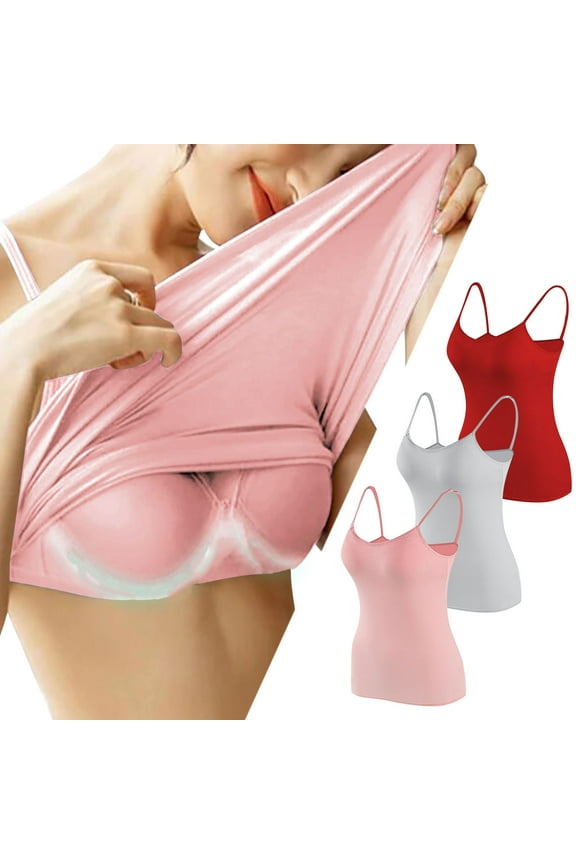 3-Pack Womens Camisole with Shelf Bra Adjustable Spaghetti Strap Cami Tank Tops Girls Soft Modal Undershirt
