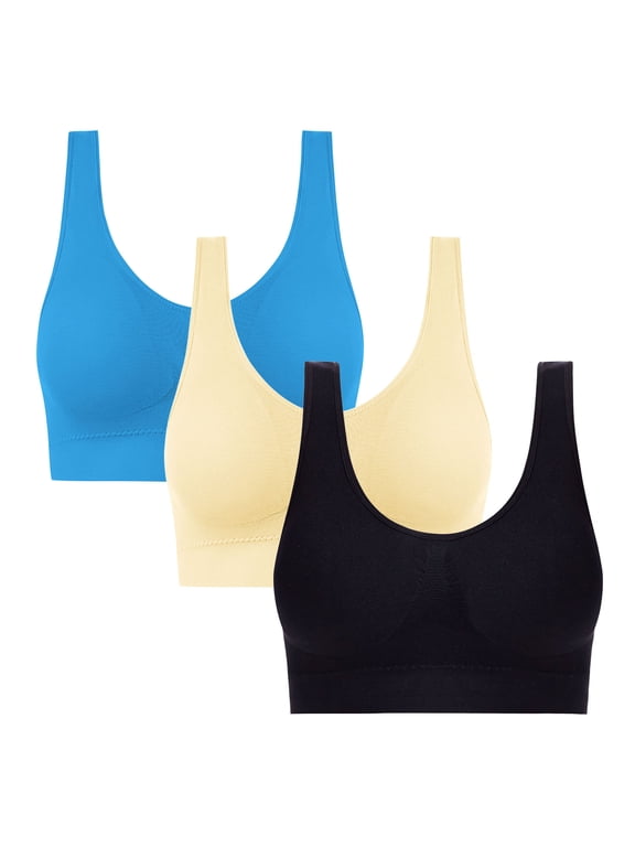 3Pack Bras for Women Comfort Wirefree Full Coverage Seamless Bra with Pad,Soft Yoga Sleep Bras for Women