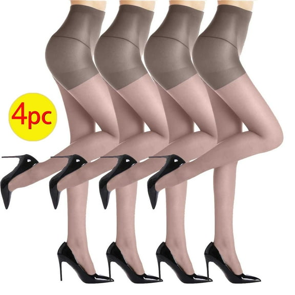 Alkepwun 4 Pairs Sheer Tights for Women, Ultra-Thin Mesh Pantyhose Control Top High Waist Footed Stockings