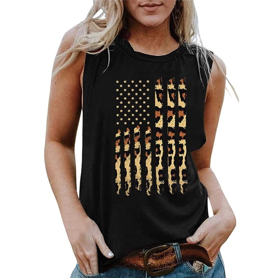 Alkepwun 4th of July Tank Tops for Women Funny American Flag Shirts Independence Day Crewneck Sleevless Shirts Patriotic Tee Tops Outfits
